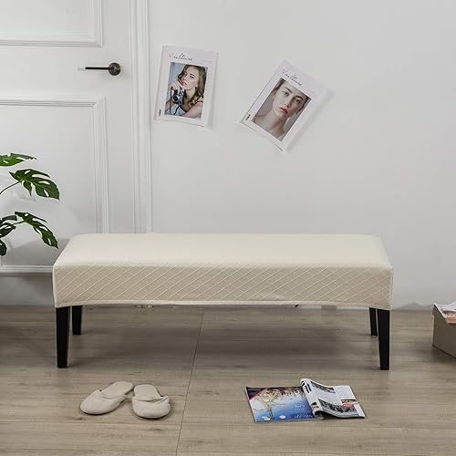 C/N Housses de Banc pour Banc à Manger Extensible Housses Spandex Housse Tabouret de Pied Housses de Banc de lit côté Banc Protecteur pour Salon Chambre Cuisine Gris Clair - Nail Gallerys