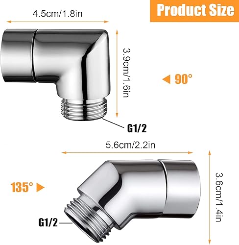 2 pièces 90°/135° Coude Inclinaison Adaptateur de Pommeau de Douche, Laiton douchette Adaptateur, Douchette à Main de Salle de Bain Douchette, pour Interface Universelle de 1/2 Pouce Douchette (Noir) - Nail Gallerys