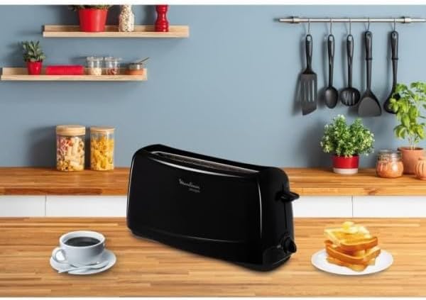 MOULINEX Principio 1 longue fente noir Grille pain Thermostat 6 positions Fonction Stop Eject TL110800 - Nail Gallerys