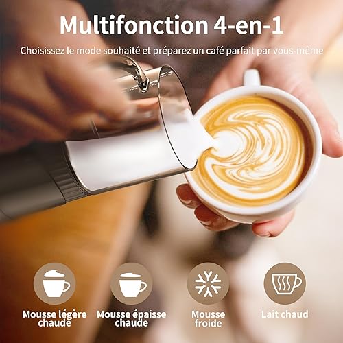 OMISOON Mousseur à lait électrique 4 en 1 400 ml, mousseur à lait automatique à induction 500 W, arrêt automatique, pour mousse de lait chaude et froide, latte macchiato, cappuccino, noir - Nail Gallerys
