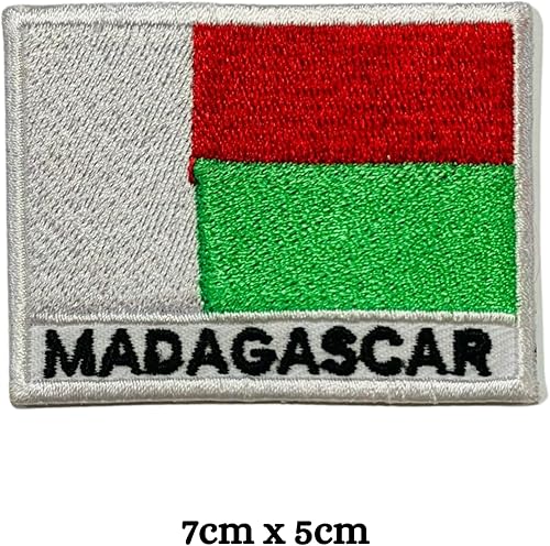 Bebuz Écusson brodé à thermocoller ou à coudre Motif drapeau de Madagascar avec nom - Nail Gallerys