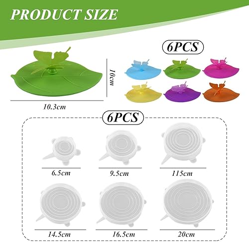 6 Pièces Couvercles De Tasse En Forme De Feuille De Papillon, 6 Pièces Couvercles De Conservation En Silicone, Couvercles De Tasse De Remplacement (10 X 10,3 Cm) - Nail Gallerys