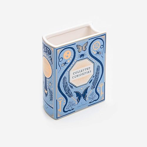 Bibliophile Ceramic Vase: Collected Curiosities illustrated by Jane Mount: (Flower Vase, Desk Vase, Desk Décor) - Nail Gallerys