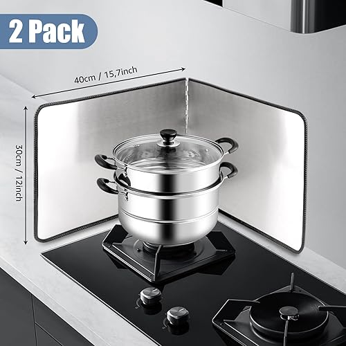 AKOLAFE Lot de 2 protections anti-éclaboussures pliables anti-éclaboussures pour cuisinière, cuisinière, cuisine avec revêtement anti-adhésif, protection anti-éclaboussures pliable pour cuisson, rôti, - Nail Gallerys