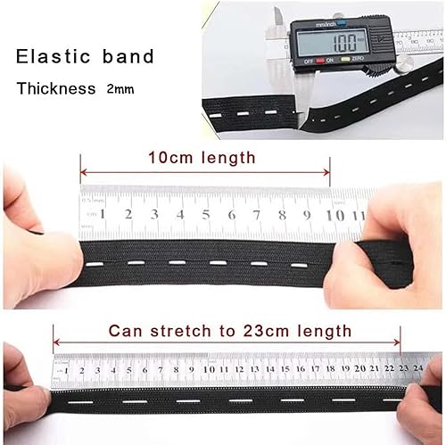 2 Pièce 14M Élastique à Boutonnière, Bobine Élastique à Boutonnière avec 20 Boutons en Résine,Bande Élastique Couture pour Extendeurs de Taille Elastiques (Blanc+Noir) - Nail Gallerys