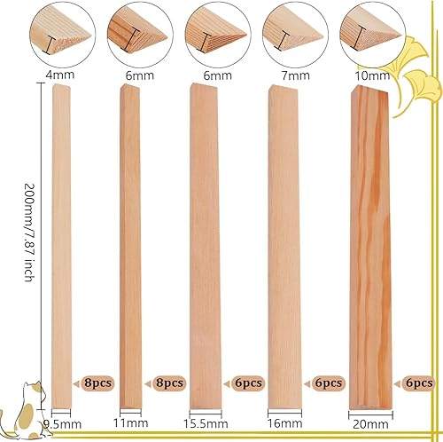 OLYCRAFT 34Pcs 5 Tailles Bâtons de Bois Triangulaires 20cm Long Tige de Cheville en Bois Brut Bandes Triangulaires de 9.5/11/15.5/16/20mm Cheville en Bois Dur Bâtons pour Projets D'Artisanat - Nail Gallerys