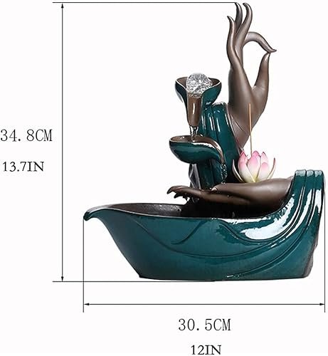MENGLI-2024 Fontaine de Table Fontaine de Bureau en céramique Main de Bouddha, Fontaine Zen, Cascade, Porte-encens, décoration adaptée à la décoration de la Maison et du Bureau Fontaine d'intérieur - Nail Gallerys
