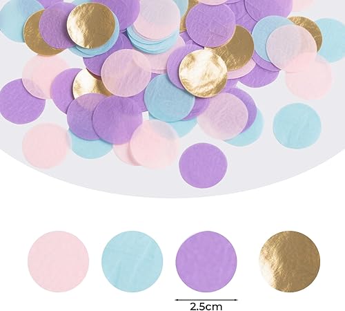 CXNXFD Lot de 6 000 confettis pastel - 50 g - Décoration de table de mariage - Serpentins d'anniversaire - Paillettes multicolores - Grand violet doré - Nail Gallerys