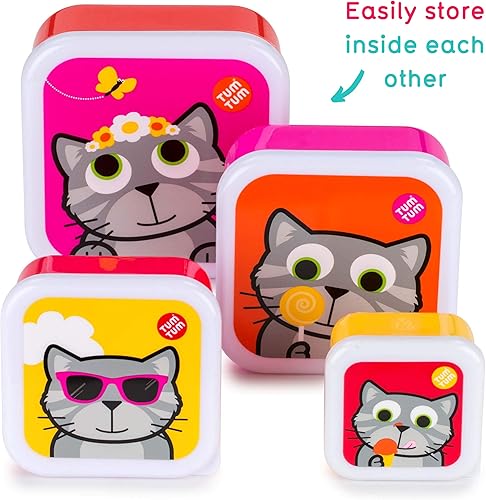 TUM Lunch Box Enfant Emboîtables, Boîtes Repas Enfant, sans BPA Bluebell le Chat - Nail Gallerys
