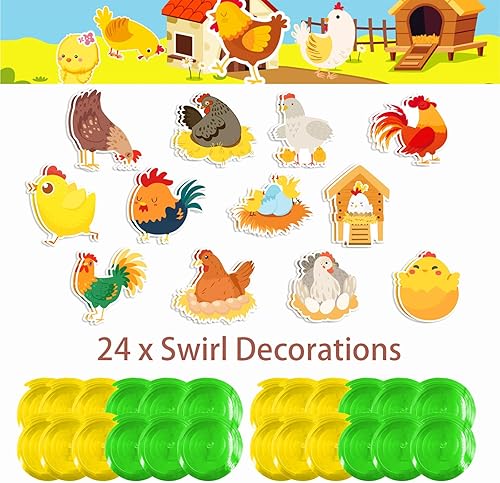 Lot de 24 émerillons suspendus pour poulet - Décoration de fête d'anniversaire - Poulet - Décoration de fête - Poulet - Anniversaire - Décoration de douche - Nail Gallerys