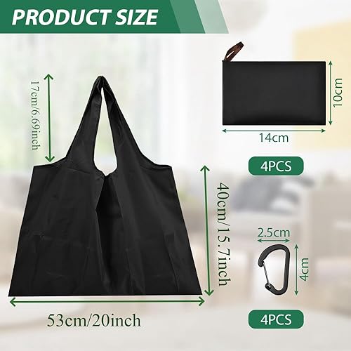 ADERTOS 4PCS Sacs de Courses Pliables Sac à Provisions Pliable Sacs à Provisions Réutilisables Tote Bag Pliable Sac Shopping Léger avec Mousqueton Sac Fourre-tout dans une Pochette Attachée - Nail Gallerys