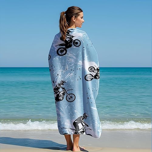 HXTHMUCL Serviette de plage en microfibre imprimée moto – Serviette de plage légère à séchage rapide pour homme et femme, serviette de bain de plage de voyage (style 1, 160 cm x 80 cm) - Nail Gallerys