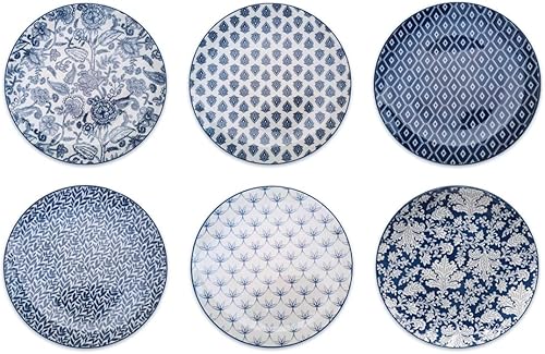 Artime - Lot de 6 Petites Assiettes Bleues et Blanches, Vaisselle avec Motifs, Assiettes en Porcelaine, Assiettes Adaptées au Lave-vaisselle et Micro-onde - Nail Gallerys