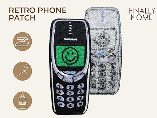 Finally Home Patch à repasser et à coudre - Téléphone portable rétro - Patchs vintage - Patch Old School - Nail Gallerys