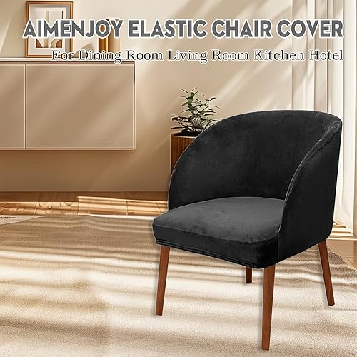 AIMENJOY Housses de Chaise avec Accoudoirs, Housse de Chaise en Velours Extensibles, Housse de Chaise de Salle à Manger avec Dossier en Arc, Couverture de Chaise Scandinave (Taupe,4) - Nail Gallerys