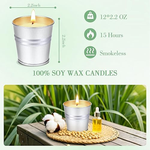 Bougie à la Citronnelle d'extérieur, 12PCS Bougies d'extérieur Cire de Soja Naturelle Citronnelle Bougie Extérieur pour Maison, Jardin, Pique-Nique, Camping, Terrasse, Balcon | 240h de Combustion - Nail Gallerys