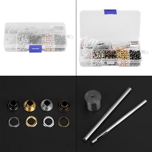 Walfront Kit Oeillet 5mm x 220pcs / 3mm x 420pcs, Oeillets en Métal pour Outil de Réglage avec Boîte de Rangement pour Chaussures, Artisanat du Cuir, Projets de Bricolage(3mm*420pcs) - Nail Gallerys