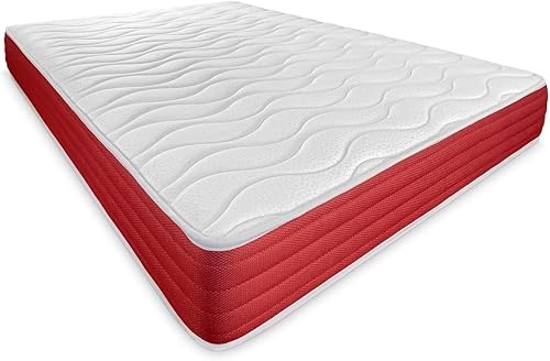 DUÉRMETE ONLINE Lit Complet avec Matelas Lite réversible (Face Hiver/été) + sommier renforcé 40 x 30 mm avec 4 Pieds métalliques filetés, 90 x 190 cm - Nail Gallerys
