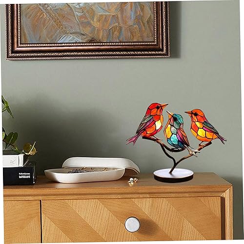 Hperu Décorations de Bureau colorées 5 Oiseaux sur Une Branche Ornements d'oiseaux acryliques Sculpture Ornements Oiseaux Statues Table de décoration de décoration intérieure décor de la Maison - Nail Gallerys