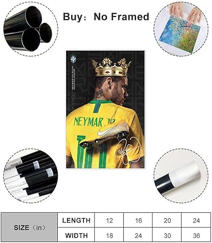 AMATWI Neymar Poster de football sur toile pour décoration de chambre à coucher, bureau, chambre, cadeau sans cadre, 30 x 45 cm - Nail Gallerys