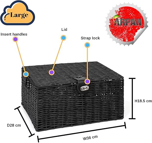 ARPAN PP-9119MW-X2 Lot de 2 paniers de rangement en résine tressée avec couvercle et serrure Blanc Taille M - Nail Gallerys
