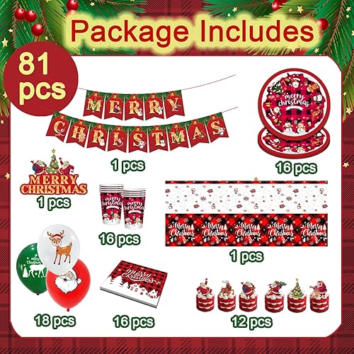 Hiaktnlh Vaisselle de fête de Noël, décoration de Noël anniversaire d'enfant, ensemble de vaisselle de Noël spécialement conçu pour la maison, articles de fête (SHENGDANJIE-D2) - Nail Gallerys