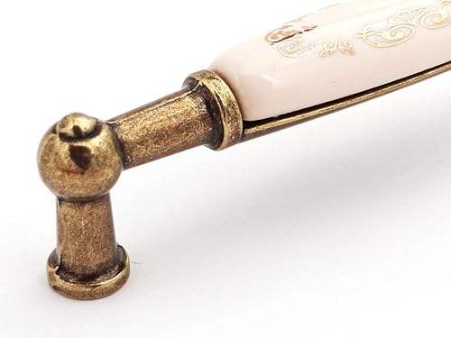 So-Tech® Poignée de Meuble Porcelaine Chalet décor Bouquet de fleures - Laiton - Nail Gallerys