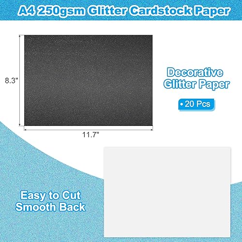 PATIKIL 20 Feuilles Papier Cartonné Pailleté Argenté, 30.5x30.5cm 250gsm Carré Papier Cartonné Brillant pour Scrapbooking, Fabrication de Cartes, Projets Artistiques de Bricolage, Fête - Nail Gallerys