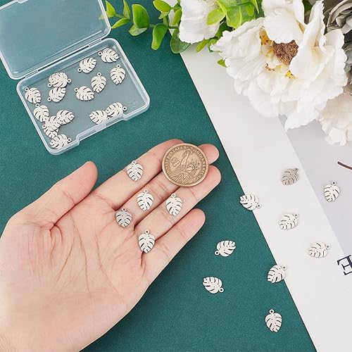 UNICRAFTALE Breloques Motif de Feuille Breloques Acier Inoxydable Pendentifs Métal Feuille Creuse Pendentif pour Collier Fabrication de Bijoux - Nail Gallerys