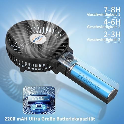 efluky Ventilateur Portatif, Mini Ventilateur Portable, Ventilateur Pliable Rechargeable USB, Petit ventilateur de poche avec 3 vitesses, Ventilateur portatif pour les Voyages en Extéri - Nail Gallerys