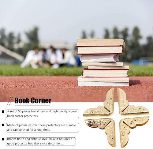 Akozon Lot de 50 protège-coins en métal bronze pour livres - Protection des coins - Pour scrapbooking - Vintage - Couleur laiton (C103) - Nail Gallerys