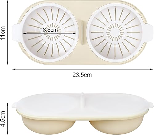 Pocheuse à œufs pour micro-ondes - Double tasse - Cuiseur vapeur - Haute capacité - 2 tasses - Ustensiles de cuisine - Panier à œufs égouttés - Sans BPA - Pour four, petit-déjeuner, cuisine - Gadget - Nail Gallerys