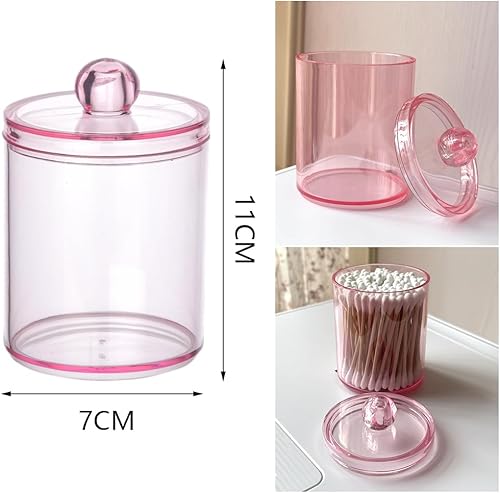 FEIBAMAOYI Porte-tampons en coton, porte-cotons-tiges, 3 pièces, boîtes transparentes pour cosmétiques avec couvercle, pour stocker du coton, tampons en coton, tampons démaquillants (pink) - Nail Gallerys