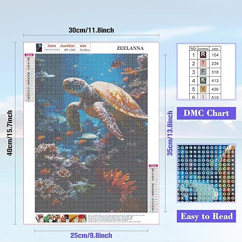ZEELANNA Tortue de Mer Diamond Painting Kit Complet, Diamond Painting, Diamant Painting, Peinture Diamant, Broderie Diamant Adulte, Tableau Perle Diamant, Murale Décoration 30x40cm Fond de la Mer - Nail Gallerys