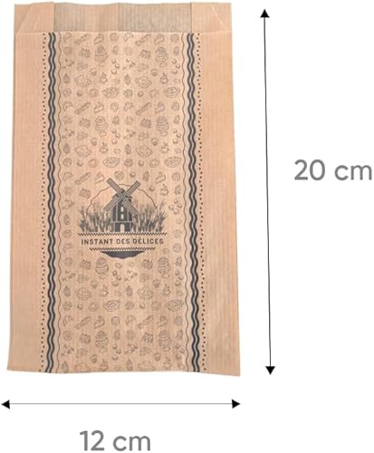 1000 Sacs pour 4 croissants 12+5x21 cm en papier kraft brun de qualité alimentaire ingraissable imprimé en noir - Nail Gallerys