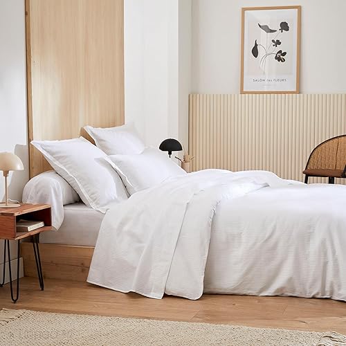 Linnea Drap Plat 240x310 cm en 100% Satin de Coton Grand HÔTEL Blanc - Nail Gallerys