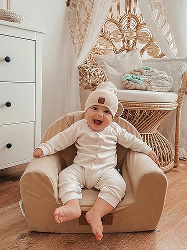 Flumi Fauteuil Personnalisé pour Garçon - Siège Bébé avec Gravure Nom pour Chambre d'Enfant et Salle de Jeux (Beige) - Nail Gallerys
