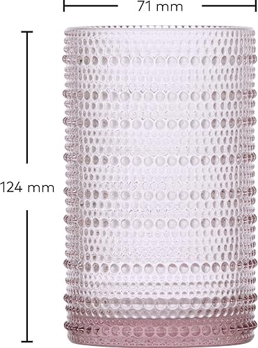 Fortessa LongDrink T100 Lot de 6 gobelets en verre texturé avec relief à points Rose 350 ml - Nail Gallerys