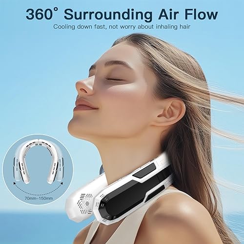 Ventilateur de nuque portable, 6000 mAh, batterie rechargeable, 3 vitesses, pliable, silencieux, pour les voyages en plein air et l'intérieur, cadeau pour hommes et femmes - Nail Gallerys