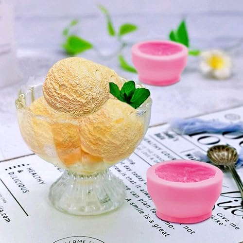 AIFUDA Lot de 2 moules en forme de boule de crème glacée 3D et 2 moules à savon en forme de demi-chocolat, pour bougies, savon, bombe de bain, cire d'abeille, décoration de gâteau - Nail Gallerys