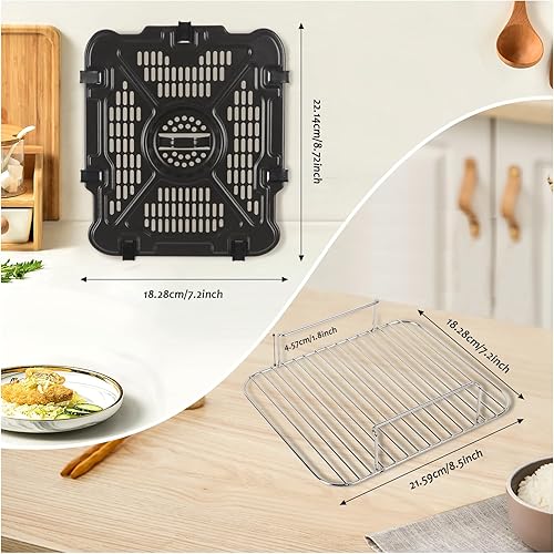 mumisuto Air Fryer Grill Pan for Ninja SL400EU Double Stack XL 2-Basket, 2 Pièces Remplacement Air Friteuse Croustillante Plateau Gril Accessoires Avec 2 Pièces Grille de Cuisson pour Friteuse à Air - Nail Gallerys