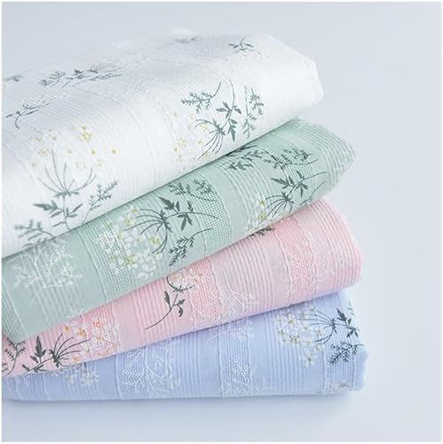 Tissu en coton brodé à motif floral pour couture, vêtements, jupes, loisirs créatifs, demi-mètre (vert, 1 m x 1,48 m) - Nail Gallerys