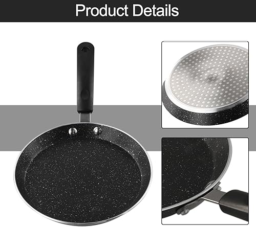 Poêle à crêpes sans revêtement 18 cm pour crêpes, petits pains et omelettes sur n'importe quelle cuisinière (Noir) - Nail Gallerys