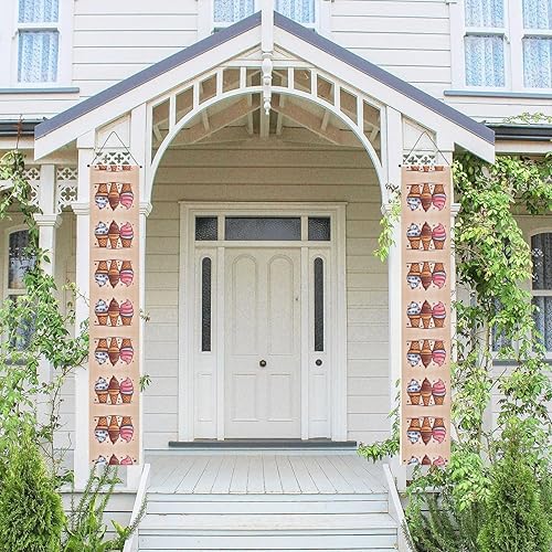 JKDGOJ Image de cône de crème glacée de dessin animé, bannière à suspendre au mur, style porche de remise de diplôme, convient pour l'intérieur et l'extérieur 30,5 x 200,3 m - Nail Gallerys