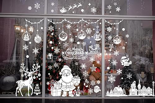 GOMANCHE Noel Autocollants Fenetre Réutilisable, Decoration Noël Fenetre Flocon de Neige Sticker Vitre Noel Blanc Électrostatique PVC Autocollant Noel Fenetre pour la Deco Noel Vitre - Nail Gallerys