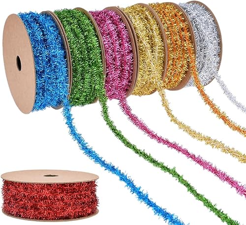 BrightGlow Guirlande de guirlandes de Noël fines - Mini guirlande de Noël - Ruban cadeau décoratif - Ruban cadeau brillant - Guirlande fine pour cadeau de sapin de Noël - 8 mm - Rouge - 1 mètre - Nail Gallerys