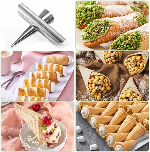 GTDOOCE Cornet Patisserie,20 Pièces Cannoli,Tubes Cannoli Moules,Moules à Cornets e Tubes en Acier Inoxydable avec Brosse de Nettoyage pour Cannoli Rouleau à la Croissant Feuilletés - Nail Gallerys