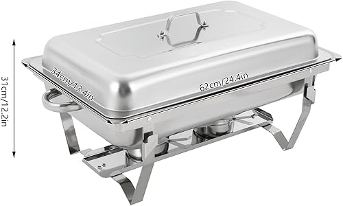 Chauffe-plat en acier inoxydable pour restaurants, hôtels, fêtes et mariages, 9 l, pour plats chauds et froids, avec 4 récipients alimentaires - Nail Gallerys