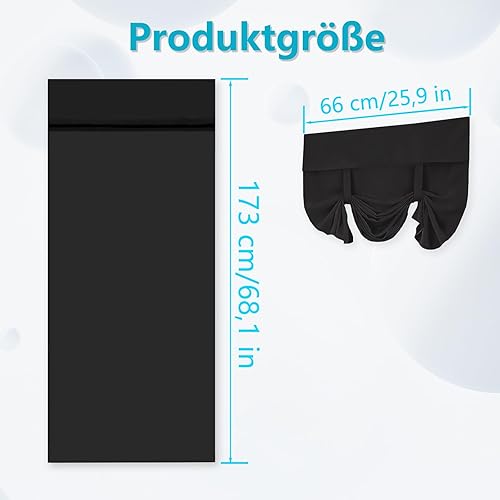 1 Pièce Rideaux de Porte Occultants, 173 × 66 cm Rideau Occultant Isolant Thermique, Stores Romains Opaques avec Attaches, Fixés par Velcro, pour Portes-Fenêtres (Noir) - Nail Gallerys