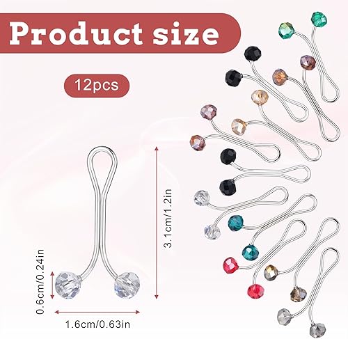 Larrel Lot de 12 broches hijab pour femme - Multicolore - Broche en perles - Épingles à nourrice - Pour pull hijab musulman - Pour écharpes et pulls - Nail Gallerys